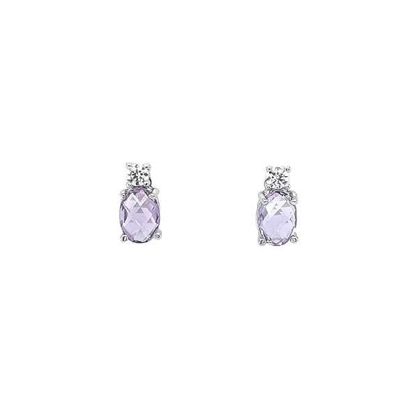 Vòng tai vàng đính đá thạch anh tím và đá zircon lấp lánh