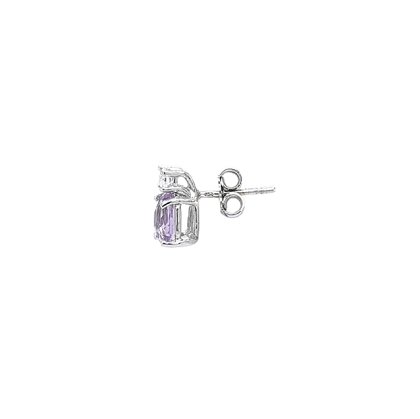 Vòng tai vàng đính đá thạch anh tím và đá zircon lấp lánh