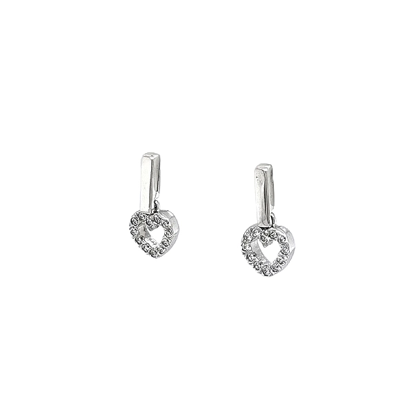 Vòng tai hình trái tim được trang trí bằng đá zircon trong vàng trắng