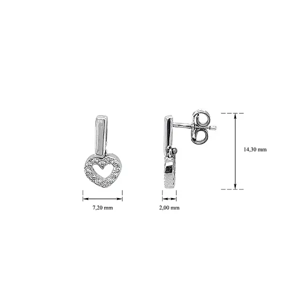 Vòng tai hình trái tim được trang trí bằng đá zircon trong vàng trắng