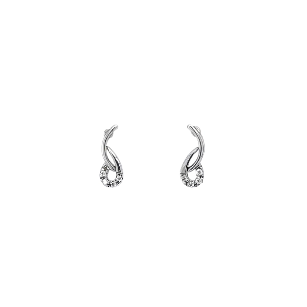 Khuyên tai với vẻ đẹp tối giản của zircon và vàng trắng