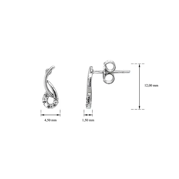Khuyên tai với vẻ đẹp tối giản của zircon và vàng trắng