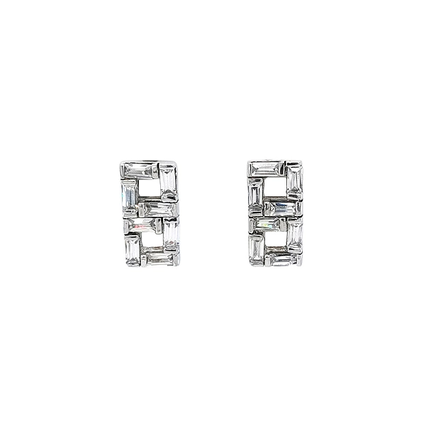 Khuyên tai bằng vàng trắng đính đá zircon trắng