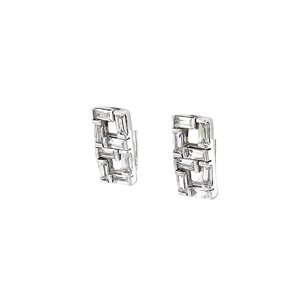 Khuyên tai bằng vàng trắng đính đá zircon trắng