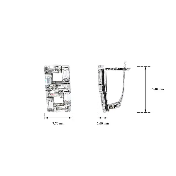 Khuyên tai bằng vàng trắng đính đá zircon trắng