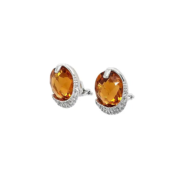 Vòng tai vàng trắng citrine