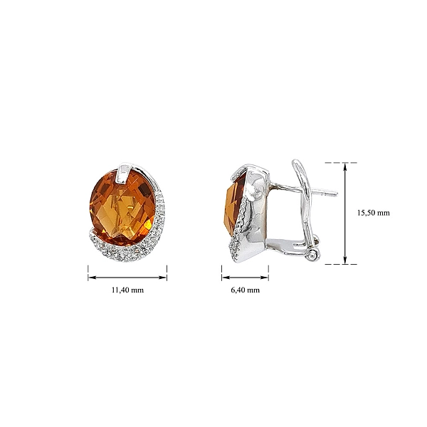 Vòng tai vàng trắng citrine