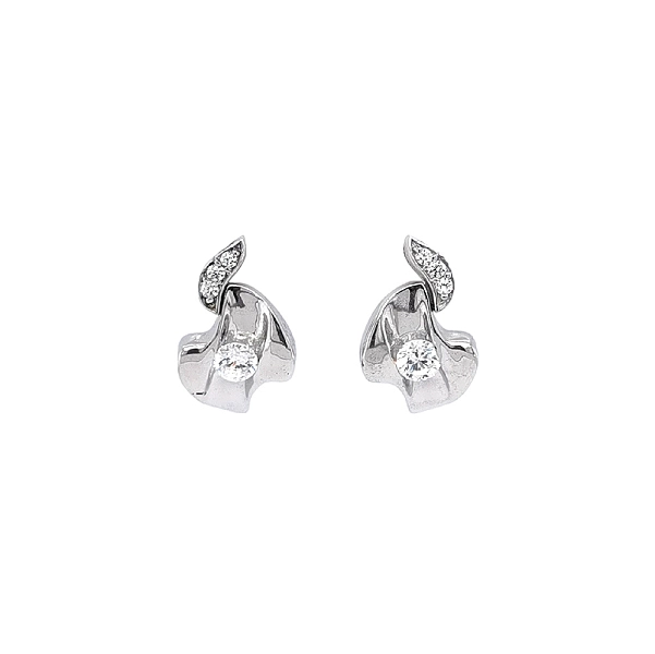 Khuyên tai bằng vàng trắng đính đá zircon trắng