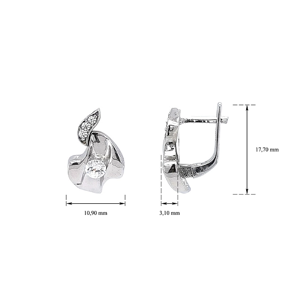 Khuyên tai bằng vàng trắng đính đá zircon trắng