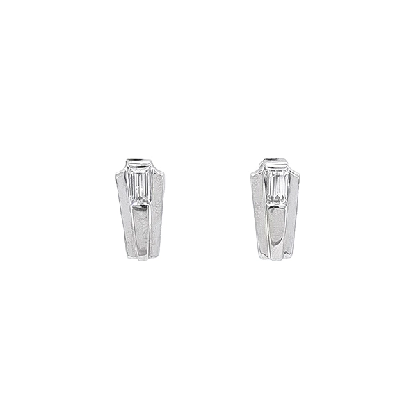 Khuyên tai bằng vàng trắng đính đá zircon trắng