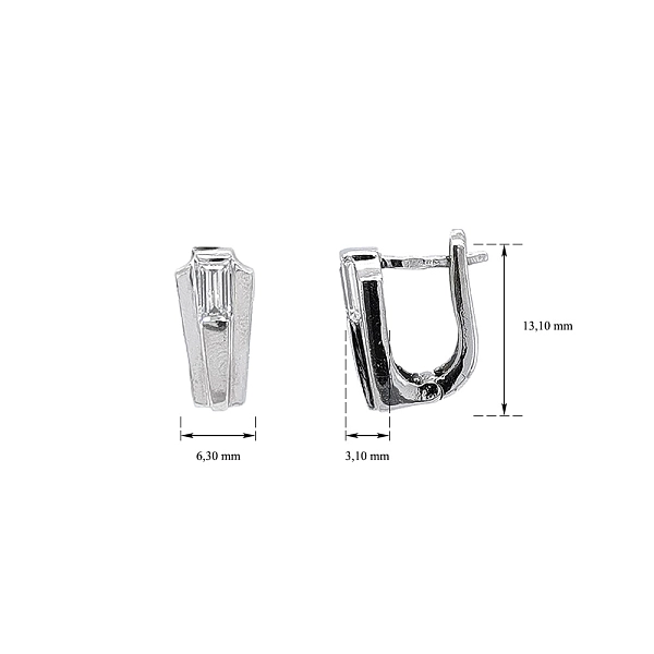 Khuyên tai bằng vàng trắng đính đá zircon trắng