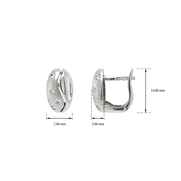 Khuyên tai bằng vàng trắng đính đá zircon trắng