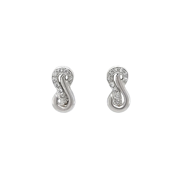 Khuyên tai bằng vàng trắng đính đá zircon trắng