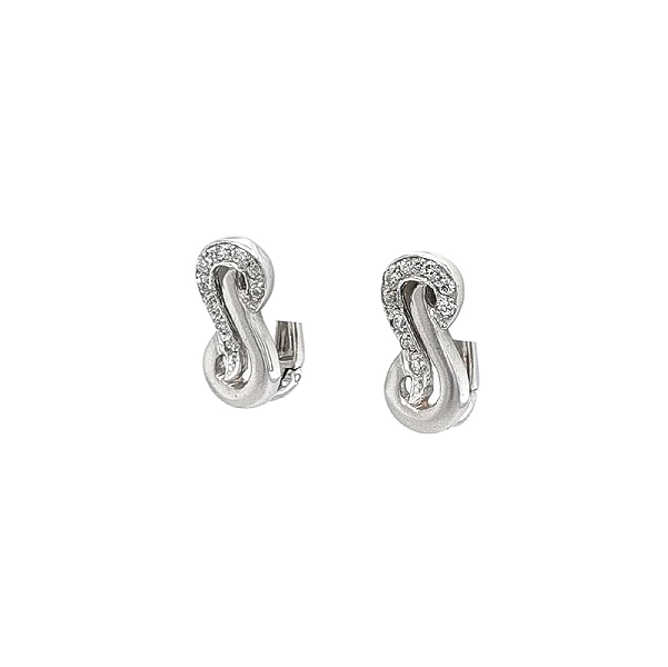 Khuyên tai bằng vàng trắng đính đá zircon trắng