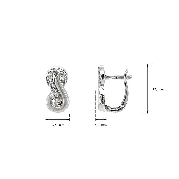 Khuyên tai bằng vàng trắng đính đá zircon trắng