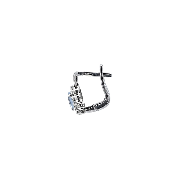 Vòng tai vàng trắng đính đá topaz xanh