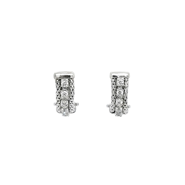 Khuyên tai bằng vàng trắng đính đá zircon trắng