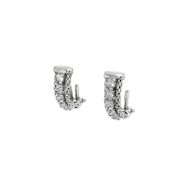 Khuyên tai bằng vàng trắng đính đá zircon trắng