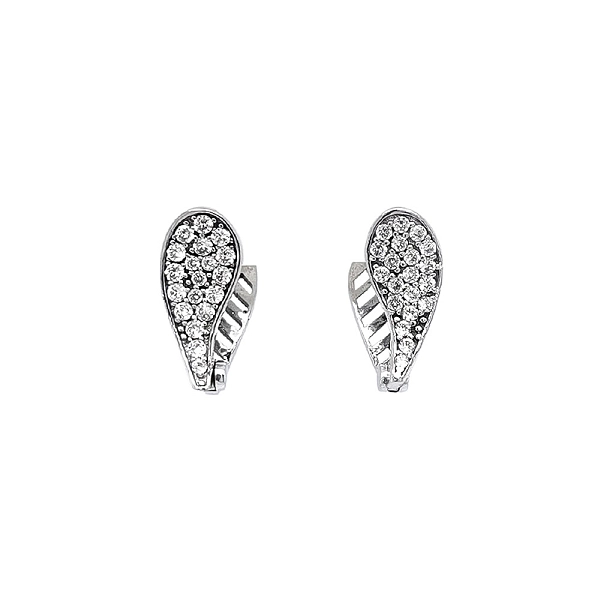 Khuyên tai bằng vàng trắng đính đá zircon trắng