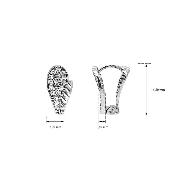 Khuyên tai bằng vàng trắng đính đá zircon trắng