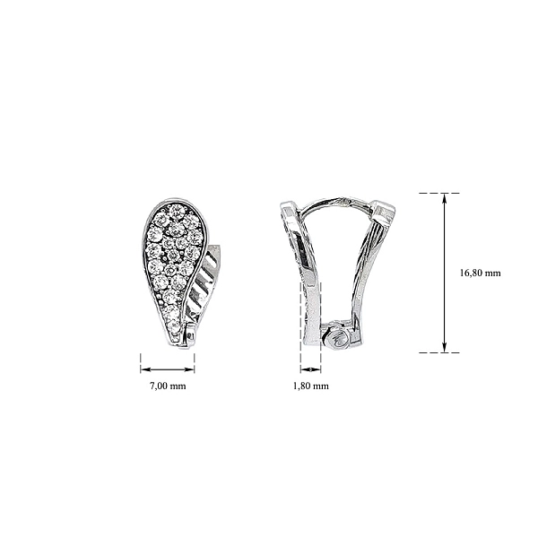 Khuyên tai bằng vàng trắng đính đá zircon trắng