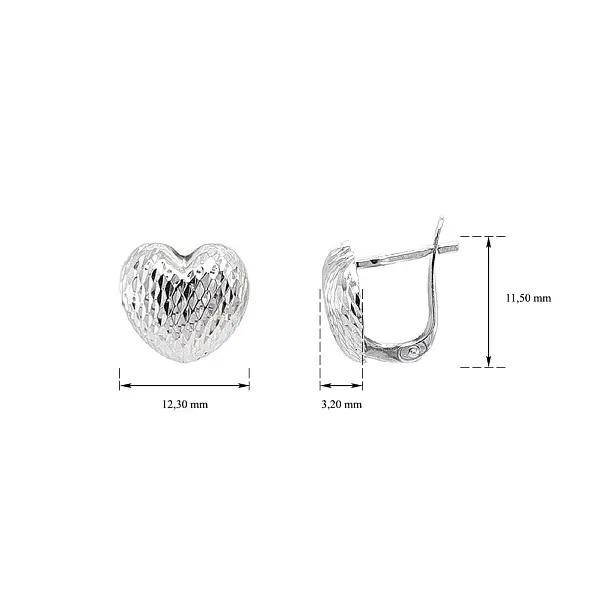 Bông tai hình trái tim bằng vàng trắng sang trọng