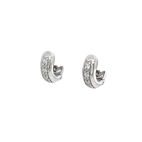 Khuyên tai bằng vàng trắng đính đá zircon trắng