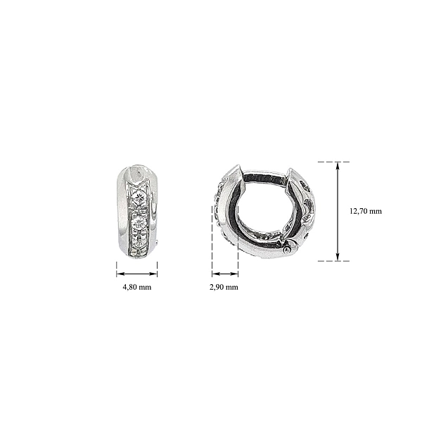 Khuyên tai bằng vàng trắng đính đá zircon trắng