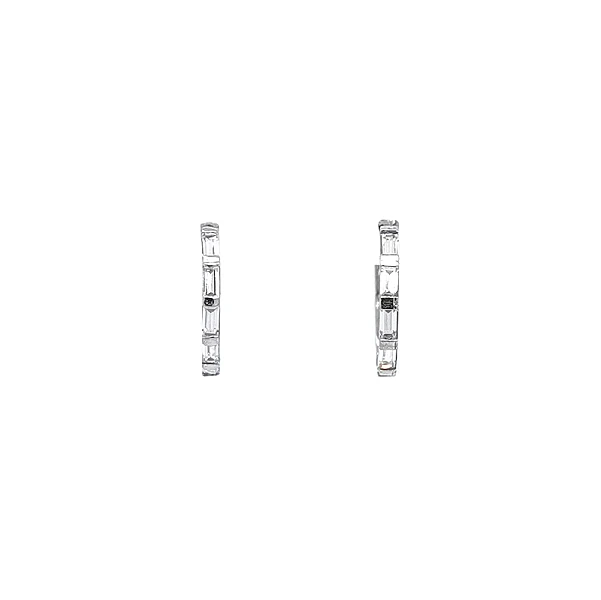 Vòng tai tròn hiện đại bằng vàng trắng đính đá zircon