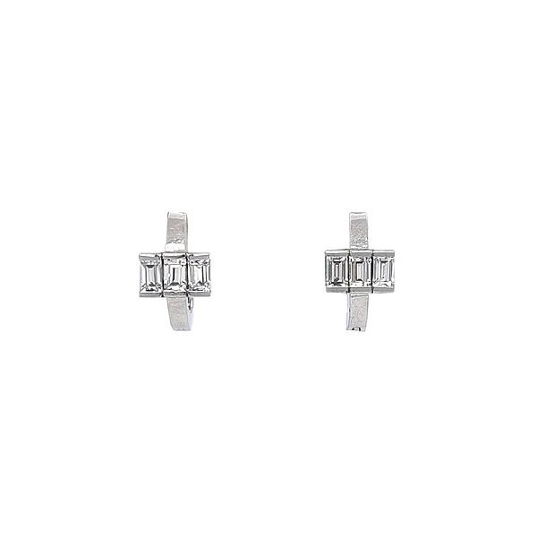 Khuyên tai bằng vàng trắng đính đá zircon trắng