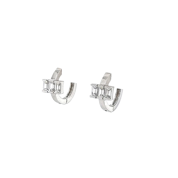 Khuyên tai bằng vàng trắng đính đá zircon trắng