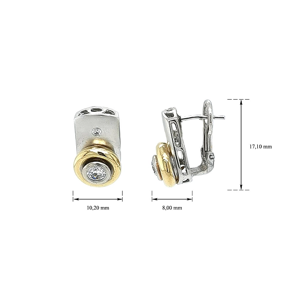 Hoa tai vàng kết hợp thanh lịch gắn zircon