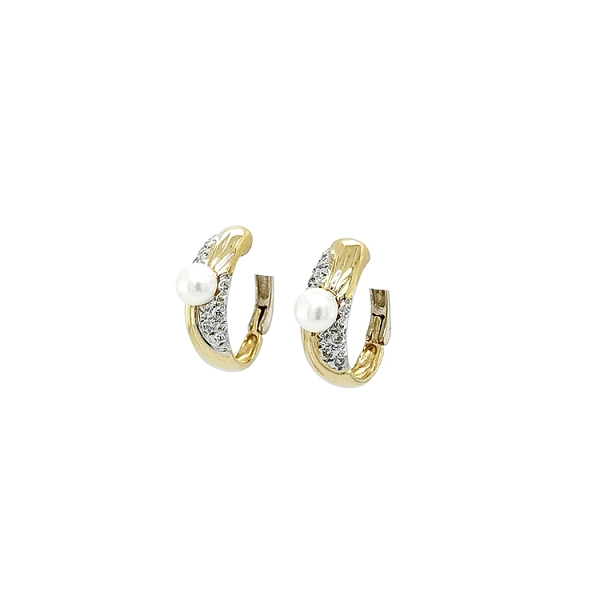 Vòng tai vàng đính ngọc trai và zircon