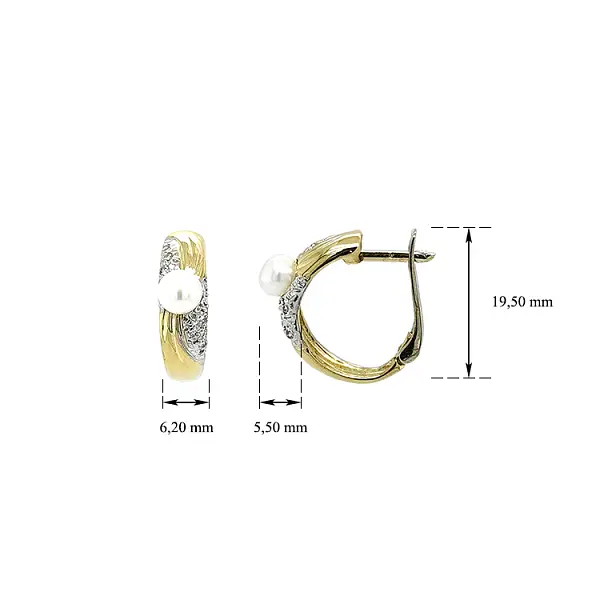 Vòng tai vàng đính ngọc trai và zircon