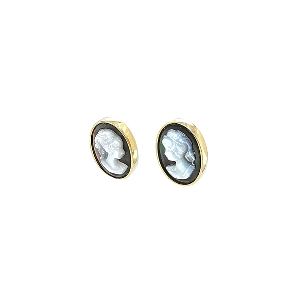 Vòng tai vàng cao cấp với họa tiết cameo và khóa an toàn