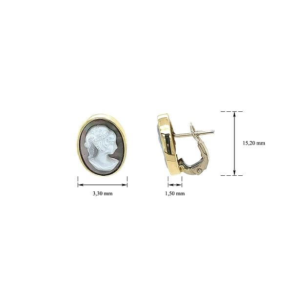 Vòng tai vàng cao cấp với họa tiết cameo và khóa an toàn