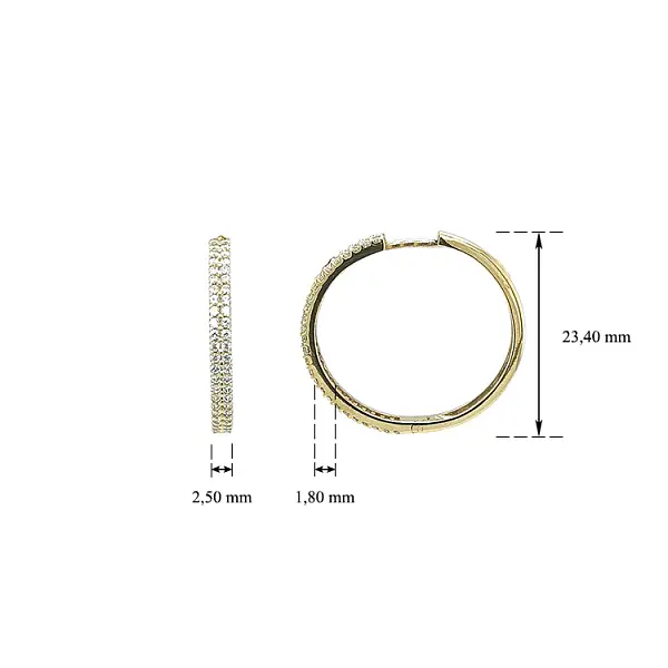 Vòng tai tròn vàng đính đá zircon