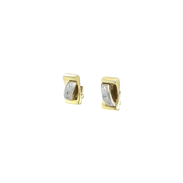 Khuyên tai bằng vàng trắng đính đá zircon trắng