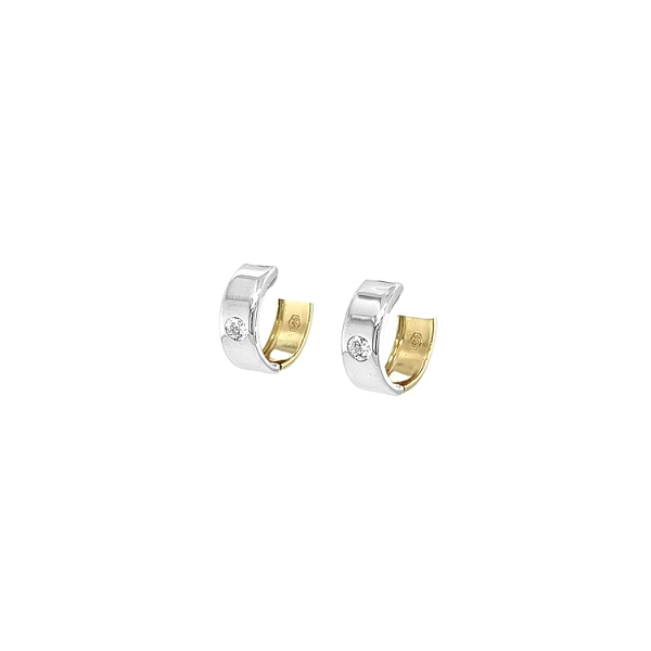 Khuyên tai hai mặt đính đá zircon trong vàng