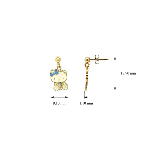 Vòng tai vàng hình Hello Kitty