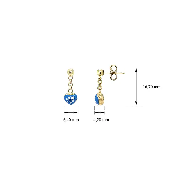 Vòng tai vàng hình trái tim đính đá lấp lánh