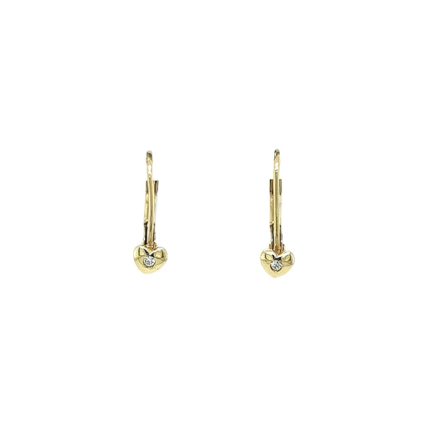 Hoa tai vàng hình trái tim thanh lịch gắn zircon