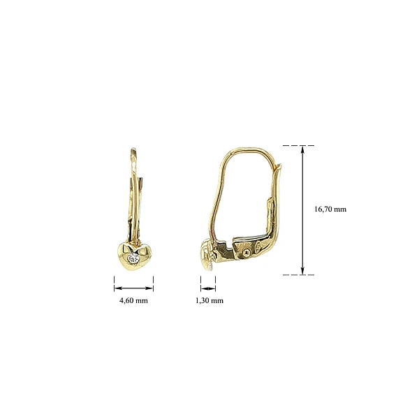 Hoa tai vàng hình trái tim thanh lịch gắn zircon