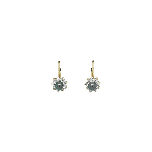 Vòng tai vàng đính ngọc trai và zircon