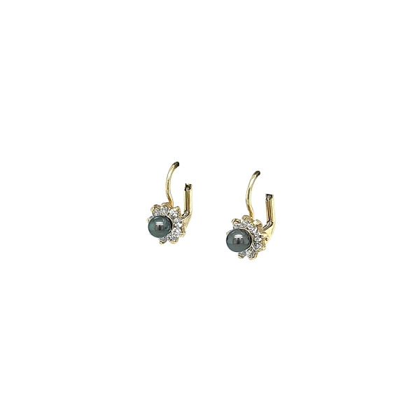 Vòng tai vàng đính ngọc trai và zircon