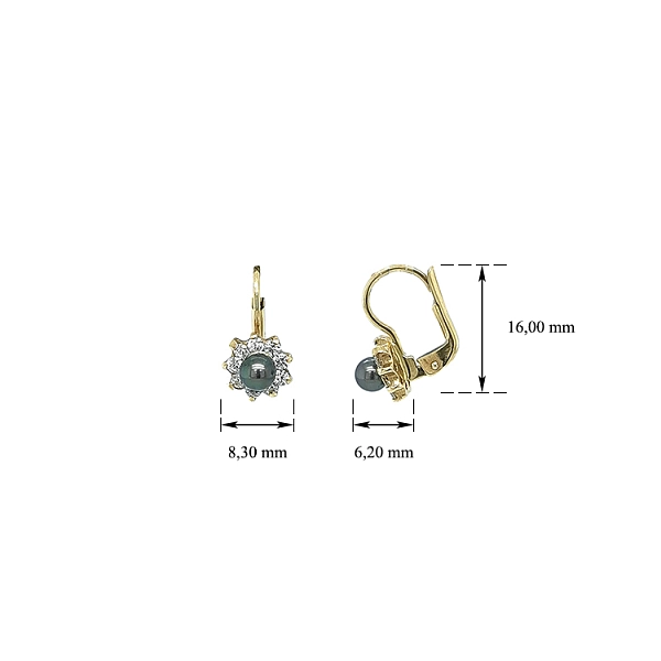 Vòng tai vàng đính ngọc trai và zircon