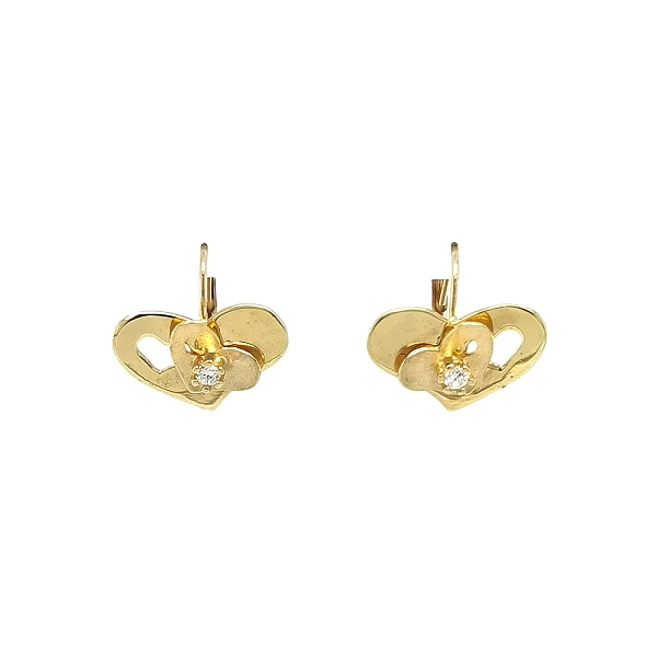 Vòng tai vàng hình trái tim đính đá zircon lấp lánh