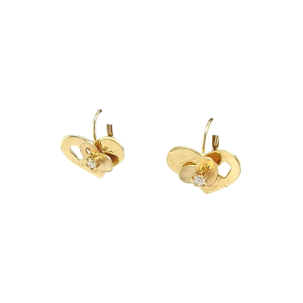 Vòng tai vàng hình trái tim đính đá zircon lấp lánh
