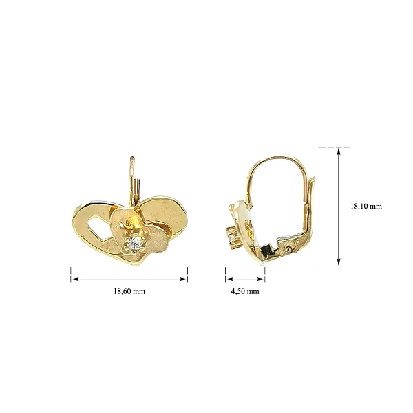 Vòng tai vàng hình trái tim đính đá zircon lấp lánh