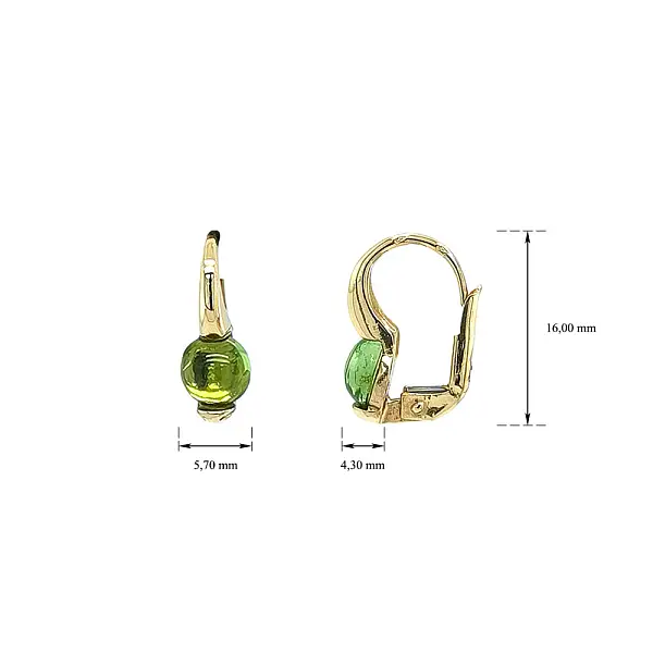 Vòng tai vàng đính đá peridot